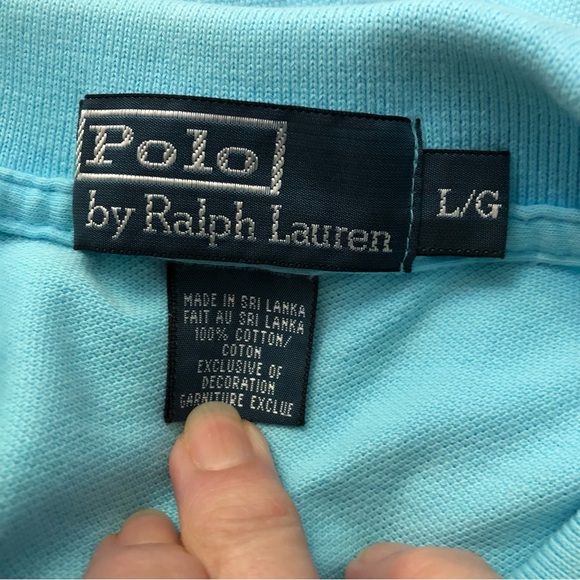 Vintage Polo Ralph Lauren Turquoise Cotton Polo Shirt Men’s Size Large - Picture 7 of 7